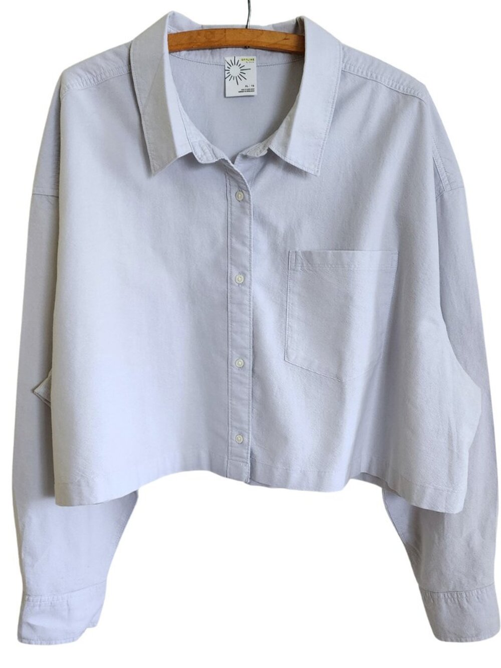 Aerie OFFLINE Blue-Gray Boxy Cropped Button Down Shirt XL